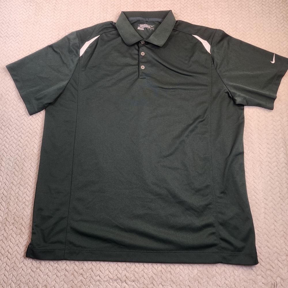 Nike Golf Dri-FIT Tour Performance Polo Shirt Men's XXL Green White Accents - Picture 2 of 8